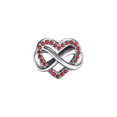 thumbnail image 2 of 925 Sterling Silver Red Cubic Zirconia Infinity Heart Charm Bead for Bracelet Charms Bangle Pendant Jewelry, 2 of 2
