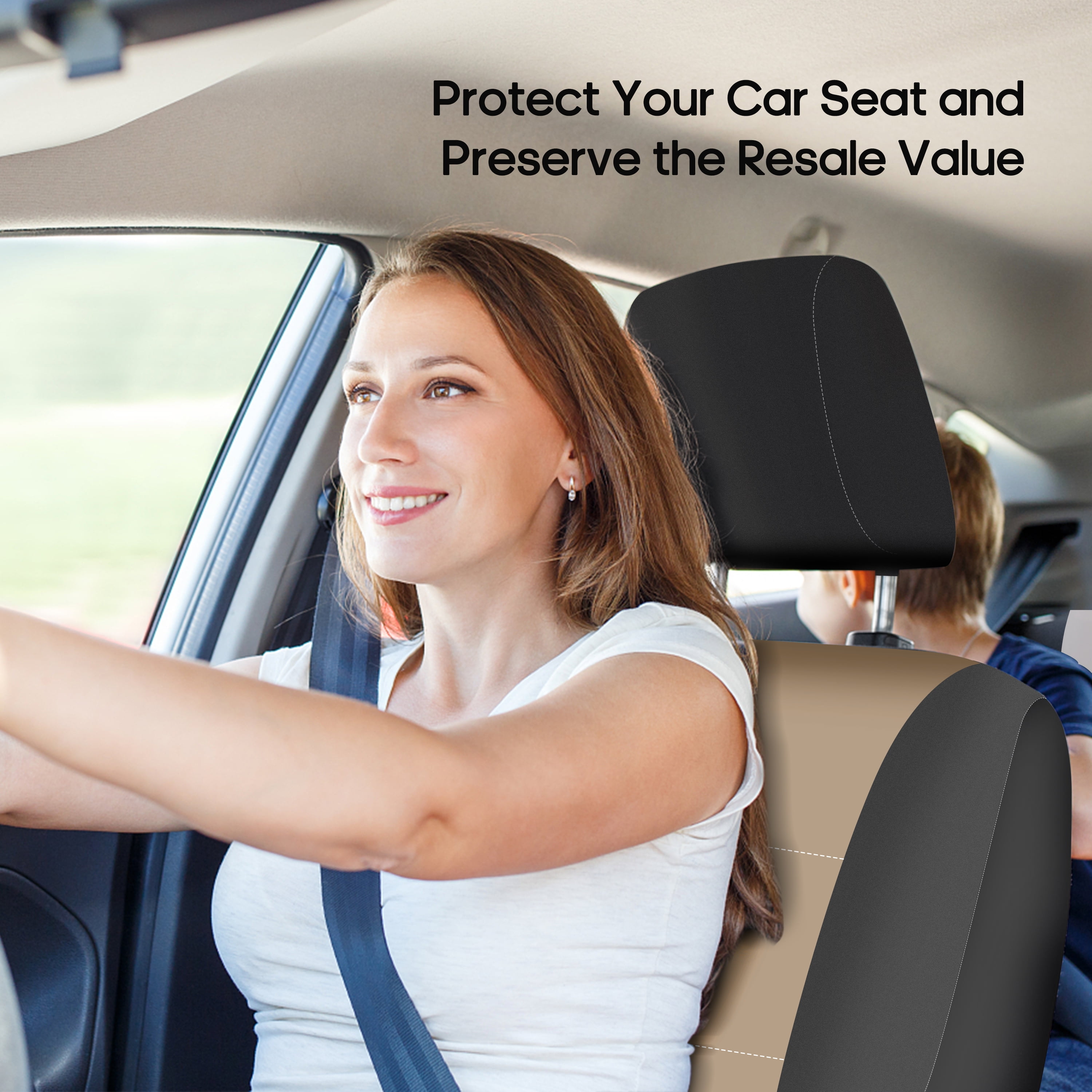 FH Group Universal Fit Neoprene Car Seat Covers, Airbag Compatible Front Set - Beige FB083102BEIGE