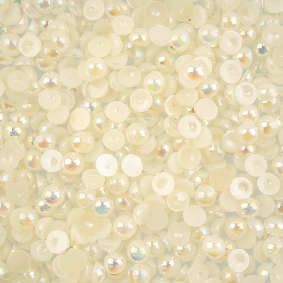 575pcs Crystal Lane DIY 5mm White AB Plastic Half Pearls Flatback Rhinestones Jewels for DIY Crafting Embellishments Gems