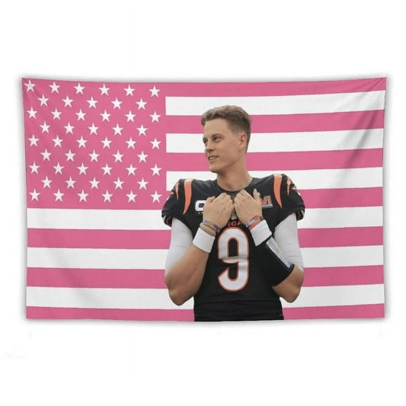 Joe Star Burrow Pink American Flag Tapestry, aesthetic room decor, funny room decor, Joe Burrow gift