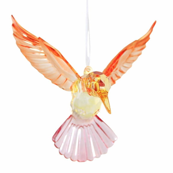 Crystal Expressions 4.00In Hummingbird Ornament, Acrylic, Bird Summer Flower Nectar Acry943 Orange