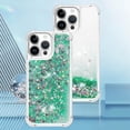 thumbnail image 7 of Case for iPhone 14,Flowing Bling Liquid Hearts Sparkle Moving Glitter Quicksand Waterfall Anti-Fall Protective Girls Women Shockproof Phone Case for iPhone 14,6.1 inch 2022 (Green), 7 of 7