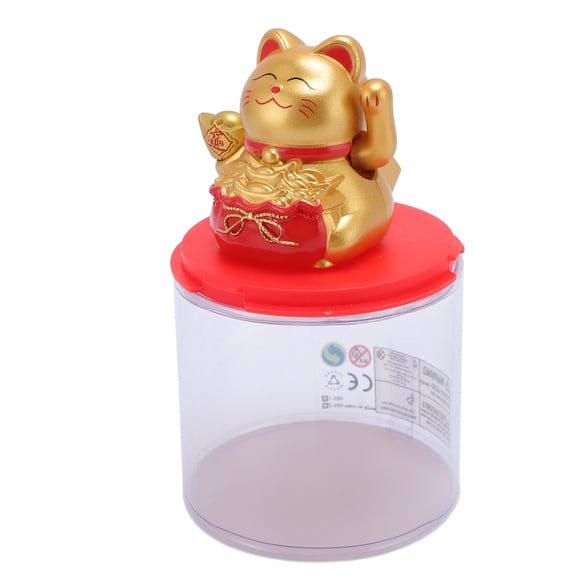 NFTIGB Feng Shui Lucky Cat Solar Powered Waving Maneki Neko Fortune Decoration Statue for Home Office Shop Car Interior Dashboard Champagne (2.36 in / 6 cm)