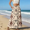 thumbnail image 5 of LWavelet Women Floral Print Tiered Maxi Skirt Elastic Waist With Pockets Boho Summer Long Skirt Brown XL, 5 of 6