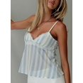 thumbnail image 6 of Women Y2K Lace Spaghetti‑Strap Crop Camisole Top, V‑Neck Babydoll Peplum Going‑Out Tank Top For Summer Beach Vacation, 6 of 8