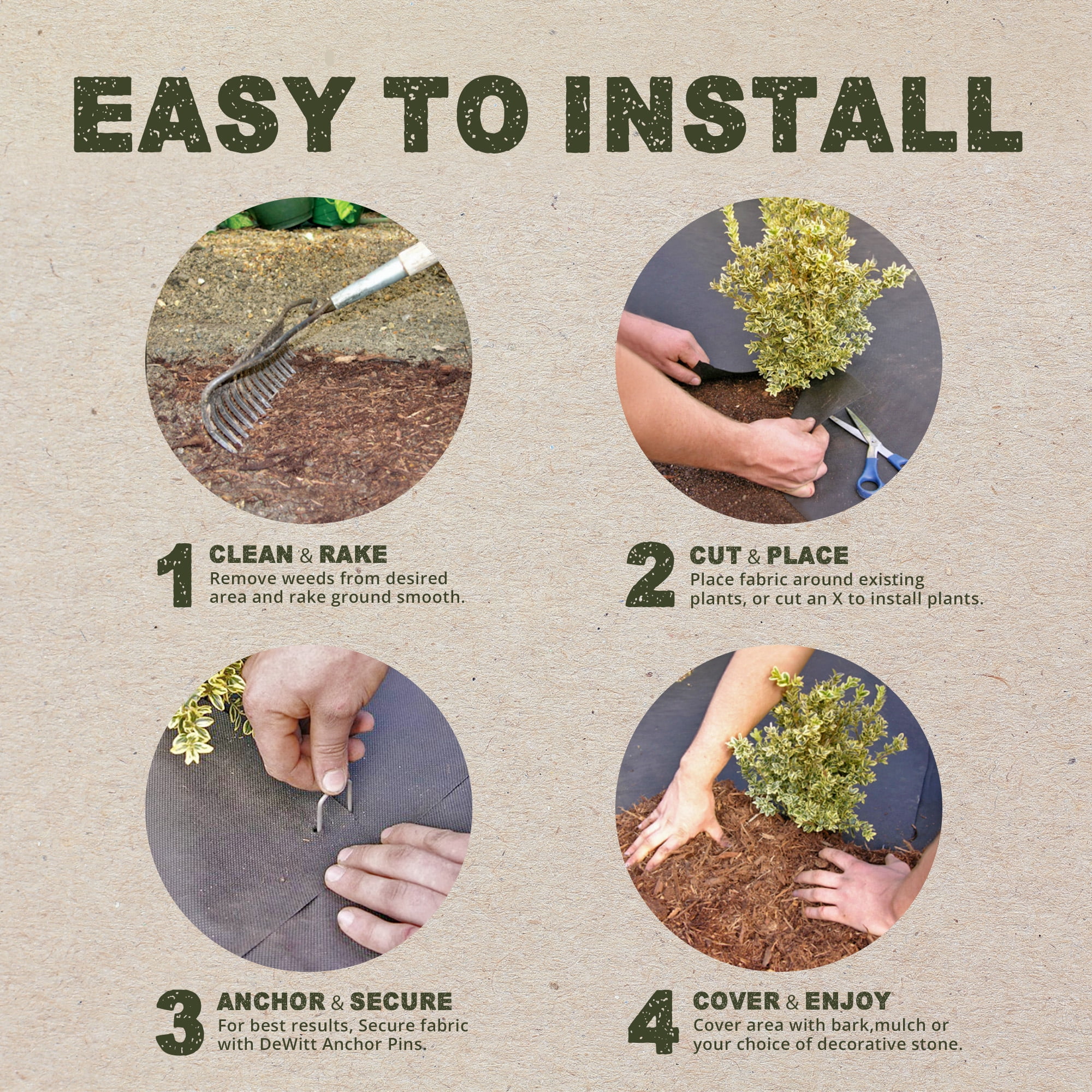DeWitt Garden Weed Barrier Natural Paper Mulch, Organic Ground Cover Mat, 2 x 40 Feet