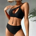 thumbnail image 4 of Sngxgn Womens Scoop Neck Cut Out Front High Cut Swimsuit(Black,L), 4 of 6