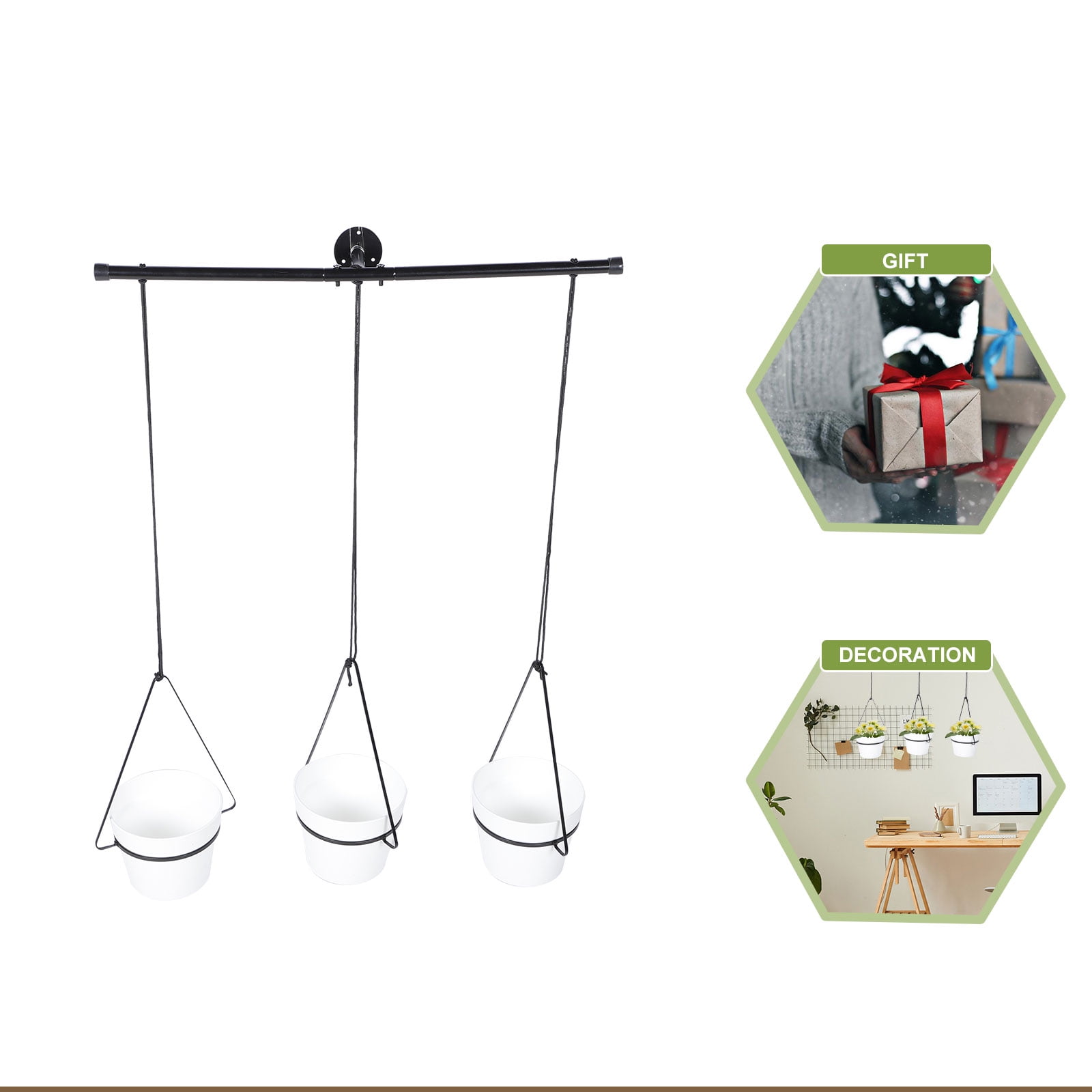 FRCOLOR Indoors Hanging Flower Pot Ceiling Hanging Planter 60x17cm Black