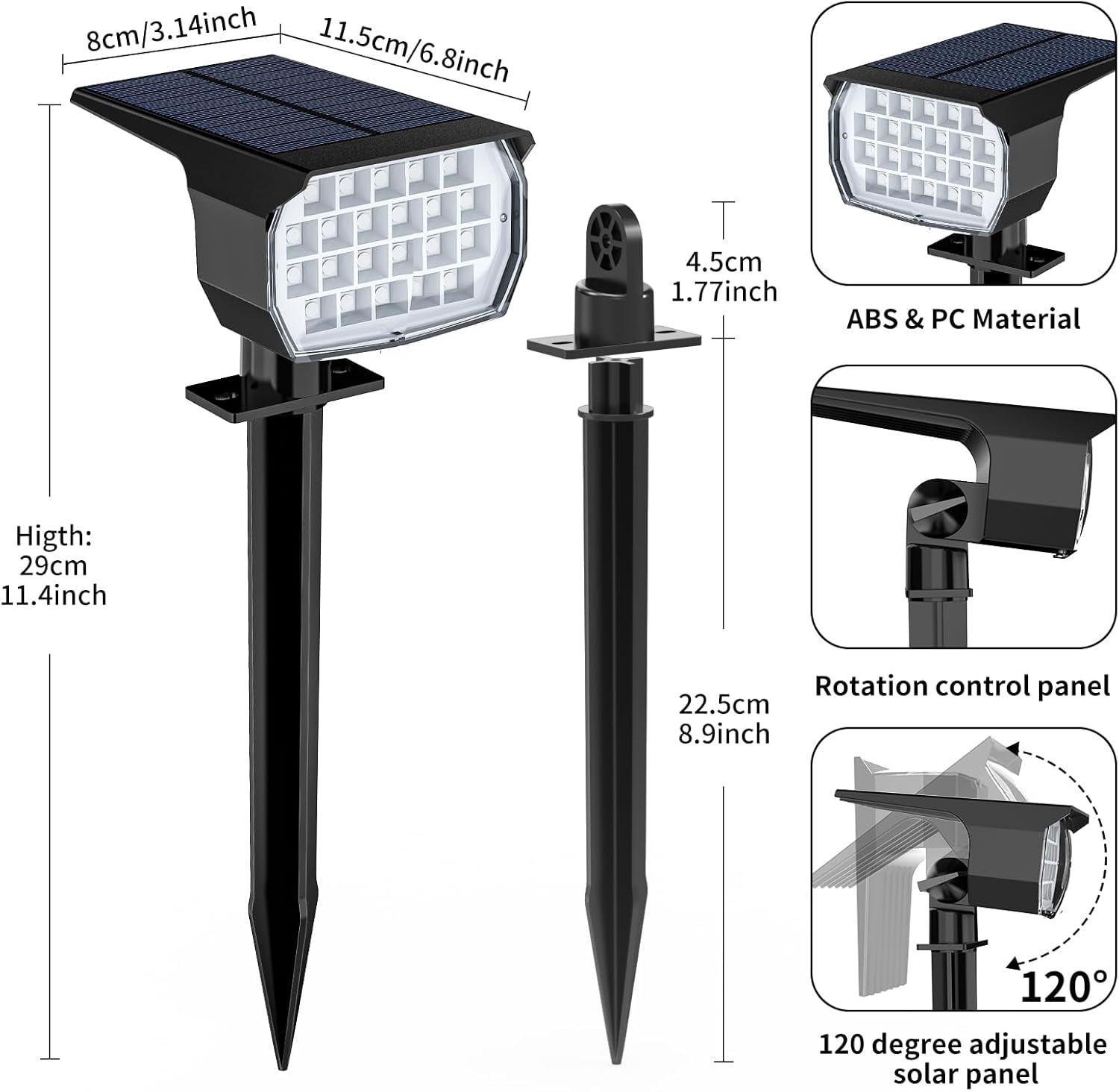 Solar Lights Outdoor, 12 pack, 7 Modes RGB, Waterproof Christmas Landscape Solar Spotlights for Pathway, Yard, Garden, Walkway