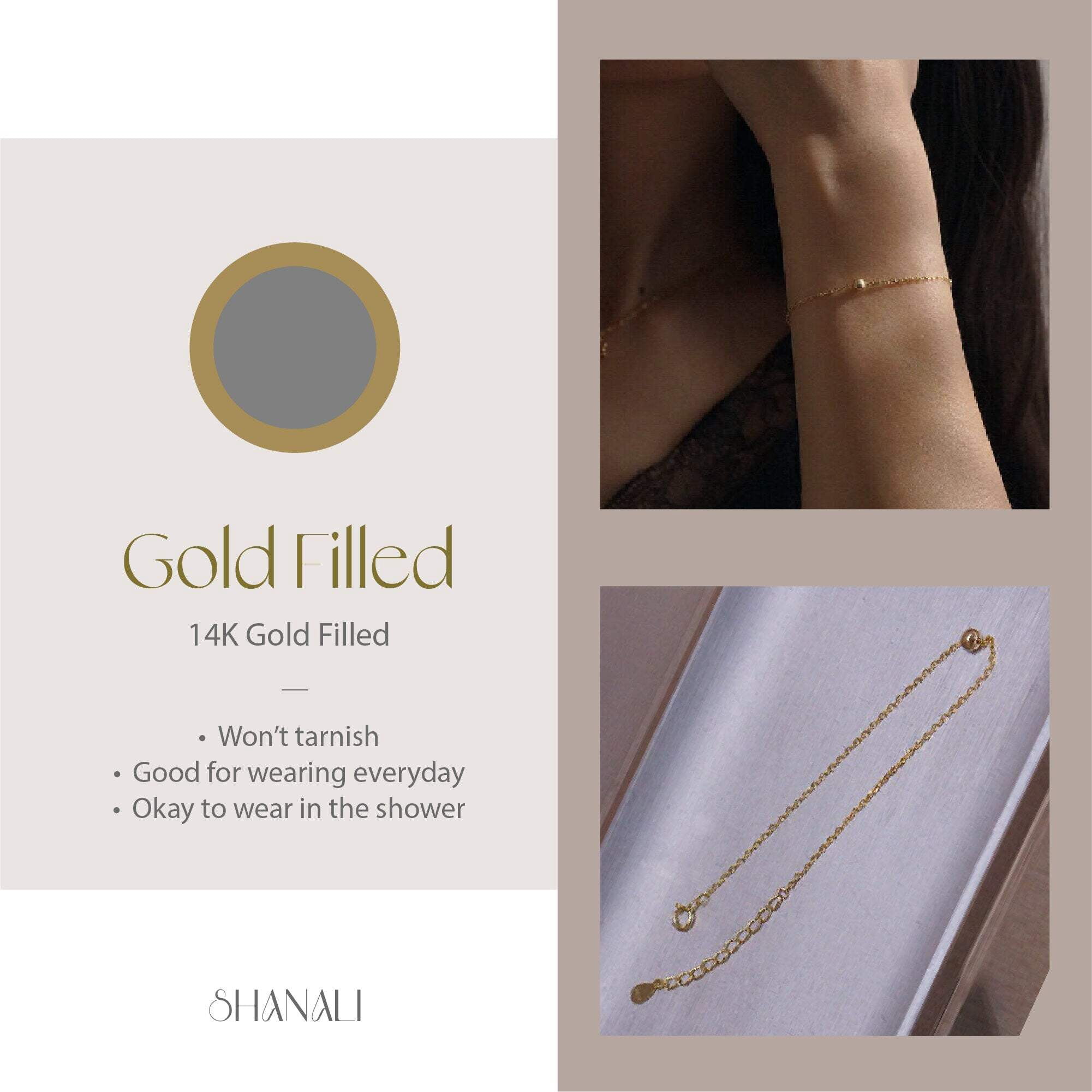 Minimalist 14k Gold Filled Anklet, Dainty Good Luck Bead Anklet Bracelet - Shanali Jewelry