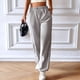 thumbnail image 5 of Pantalones de Mujer de Cintura Alta con Bolsillos y Parte Inferior . Gris M, 5 of 8