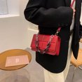 thumbnail image 2 of Sywqhk Mujeres Pu Cuero Diamante Enrejado Bolso Cadena Pequeños Bolsos De Hombro (Rojo) Sywqhk Para estrenar, 2 of 9