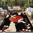 thumbnail image 2 of Japanese Style Outdoor Rug for Patio/Deck/Porch, Non-Slip Large Area Rug 6 x 9 Ft, Modern Cranes Cherry Flower Wave Red Brown Indoor Outdoor Rugs Washable Area Rugs, Camping Rug Carpet Runner, 2 of 8