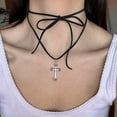 thumbnail image 6 of SIEYIO Cross Tie Choker Cross Strap Necklaces Alloy Material Religious Jewelry Gift, 6 of 9