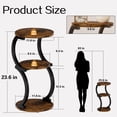 thumbnail image 3 of BECOKOME Small End Side Table for Small Spaces, 3-Tier Round End Table Living Room, Narrow Nightstand Wood Metal Accent Table, Rustic Brown, 3 of 10