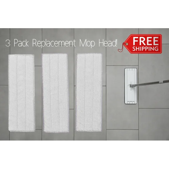 Clean Sweep Microfiber Cleaner Mop Broom Wooden Floor Replacement Refills 3 Pack