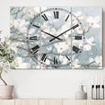 thumbnail image 2 of Designart 'Blue on Grey Blossoms' Traditional Wall Clock, 2 of 3