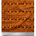 thumbnail image 1 of Soimoi Orange Heavy Satin Fabric Tendril & Abstract Printed Fabric 1 Yard 54 Inch Wide, 1 of 3