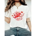 thumbnail image 1 of Happy Valentine's Day Women's Fashionable LOVE Print T-Shirt - Casual Short Sleeve Crew Neck Top - LCamisetas de verano para mujer, manga corta, cuello redondo, casual, lindo, con gráficos, camisetas, 1 of 6