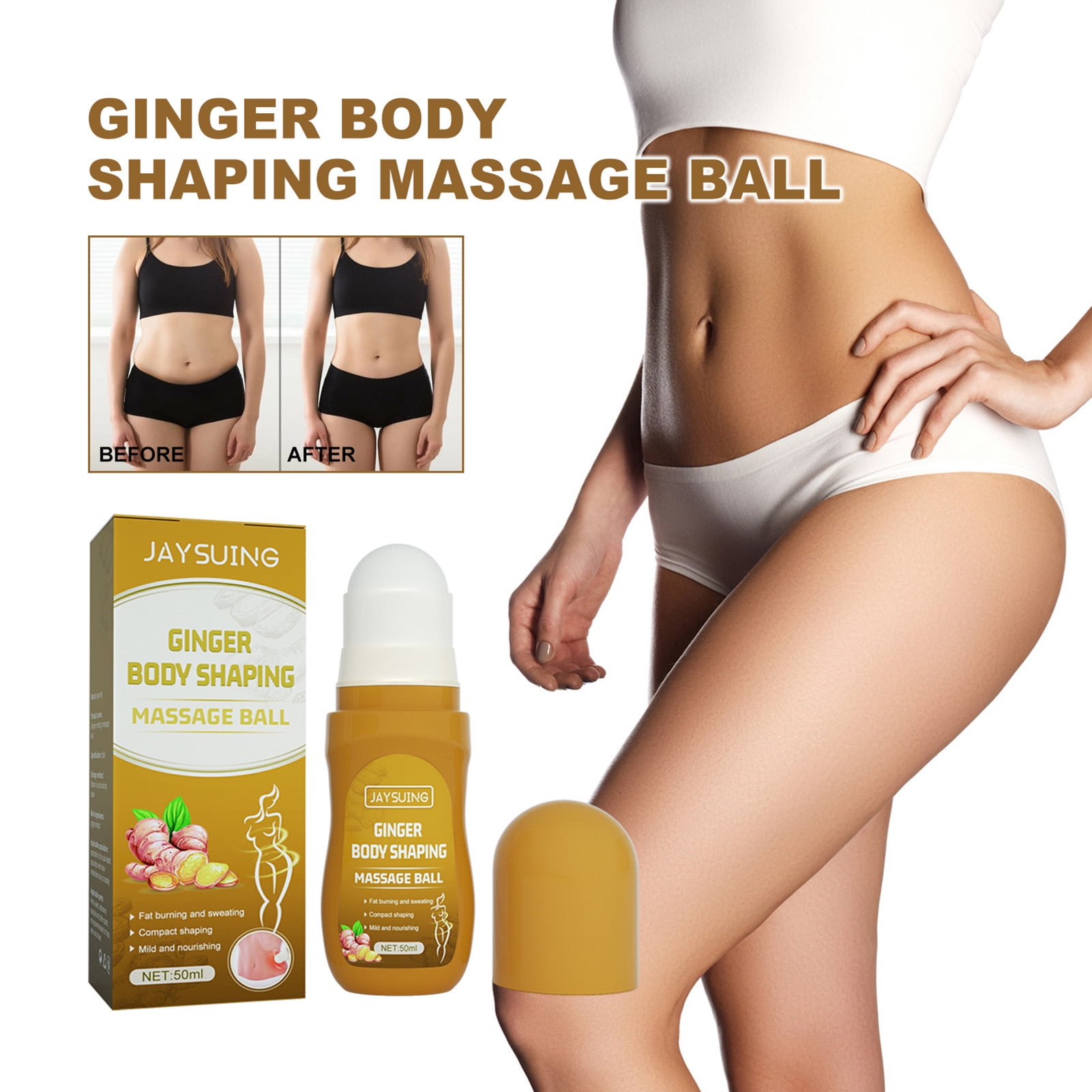 GoFJ 50ML Ginger Massage Oil Multifunctional Firm Skin Roll Bead Massage  Body Shaping Oil for Women - Walmart.com