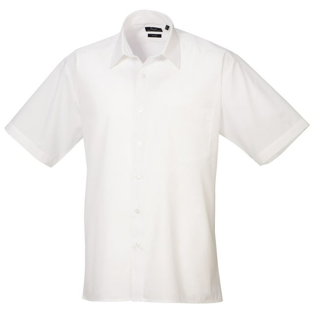 Premier Chemise de Travail Formelle en Popeline Unie à Manches Courtes pour Hommes