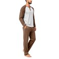 thumbnail image 5 of OIOLOYJM Men's Pajama Sets Casual Raglan Long Sleeve Henley Shirts with Bottoms Sets Soft Comfy Lounge Breathable Sleepwear Coffee S, 5 of 6