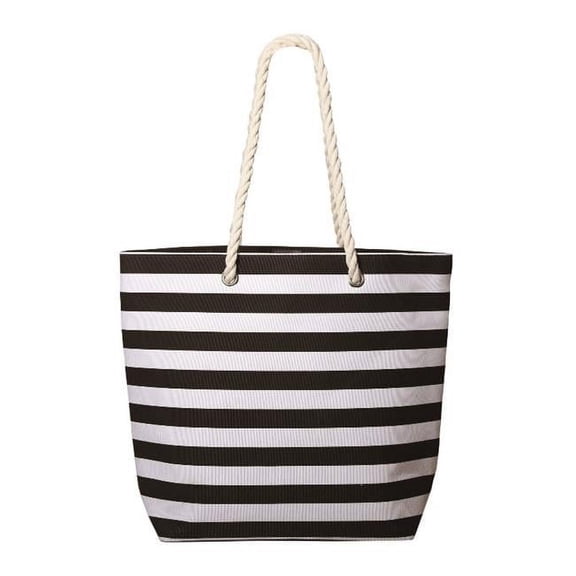 Debco TO6582 Mariner Chic Polycotton Striped Tote - Black / White
