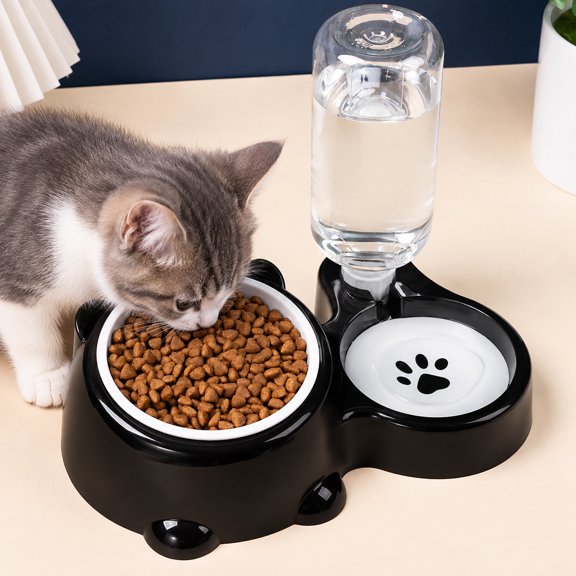 Dog & Cat Bowl Non-Skid Pet Food Water Bowl Plastic No Spill Black Cat Dish Pet Feeder for Small Dog