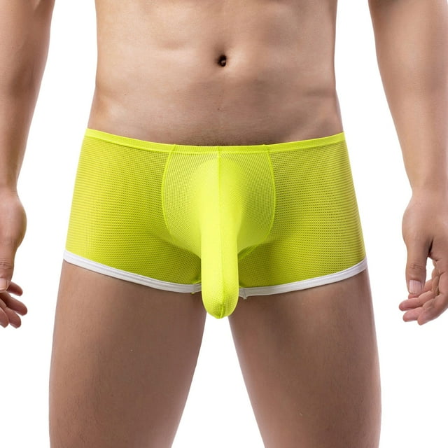 PEASKJP sous-Vêtements pour Hommes Boxeurs Confortables Doux, Jaune TG