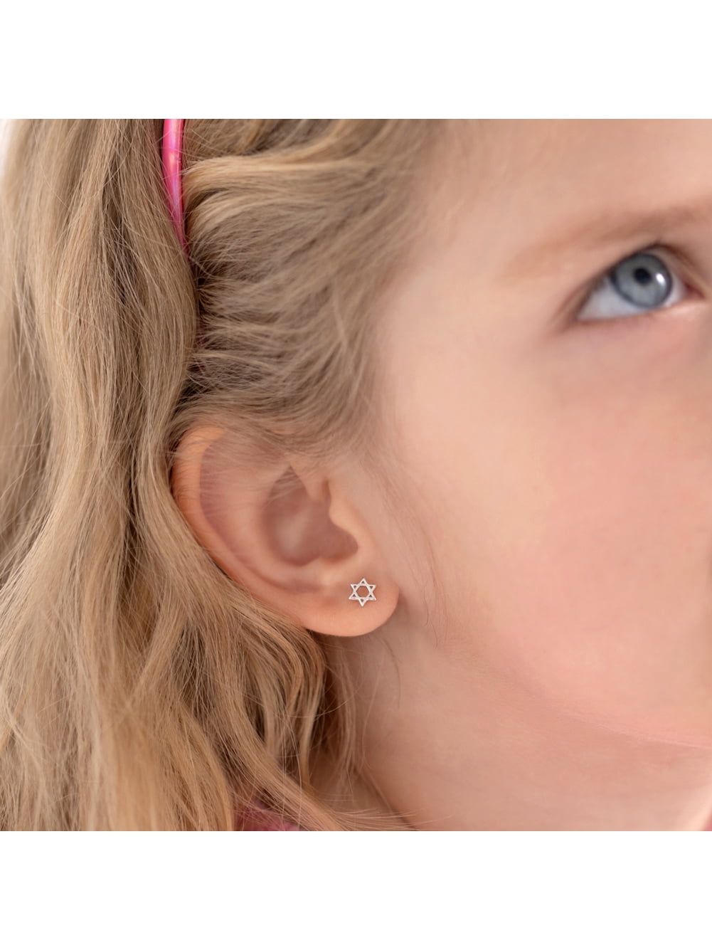 Star of David Kids / Children's / Girls Earrings Screw Back - Sterling Silver