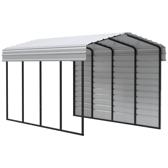 Arrow 10 x 20 x 9 ft Eggshell Carport With 1 Side Wall Kit