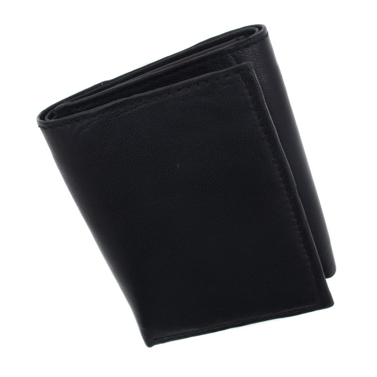 MIRRORLET Slim Card Holder Wallet, trifold classic wallet for men. Pu  leather. Men’s Textured trifold Passcase with 6 Credit Card Pockets (BLACK)