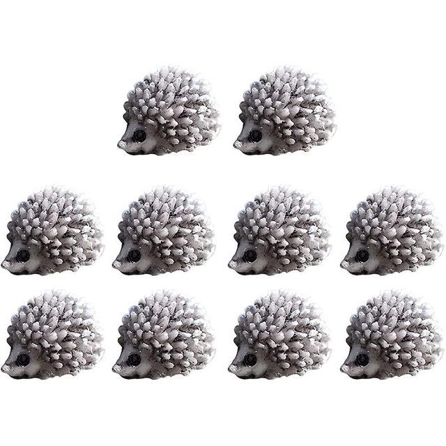 10 piezas Micro paisaje Mini erizo simulación animales de dibujos animados estatua en miniatura artesanía de resina escritorio pequeños adornos decoración del hogar (negro blanco)