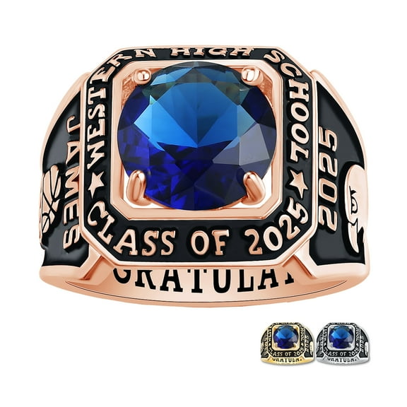 Mementos PJM Custom Men's Class Ring Sterling Silver for High School and College-Rose Gold-Achiever