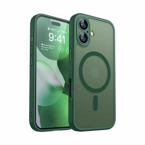ZHU997 Magnetic for iPhone 17 Case, Upgraded [Full Camera Protection] [Compatible with Magsafe] [Translucent Matte] Shockproof Protective Phone Case for iPhone 17 - Deep Green