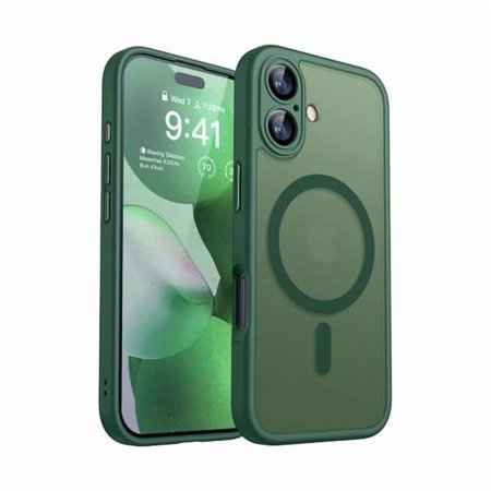 ZHU997 Magnetic for iPhone 17 Case, Upgraded [Full Camera Protection] [Compatible with Magsafe] [Translucent Matte] Shockproof Protective Phone Case for iPhone 17 - Deep Green