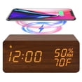 thumbnail image 1 of Reloj despertador LED inteligente con carga inalámbrica, activación por sonido y función de repetición para dormitorio y oficina, 1 of 7