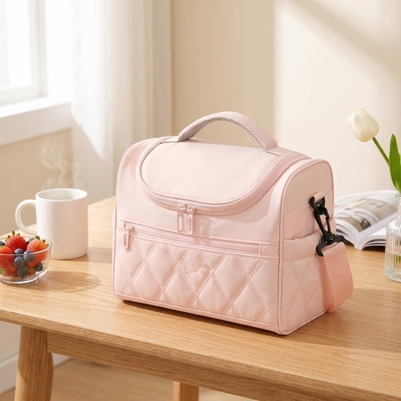 THOPBPRK Insulated Lunch Bag for Women and Men Portable Thermal Lunch Box Tote for School and Picnic Leakproof Cooler Bag, Pink