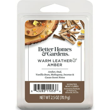 Warm Leathered Amber Scented Wax Melts, Better Homes & Gardens, 2.5 oz (1-Pack)