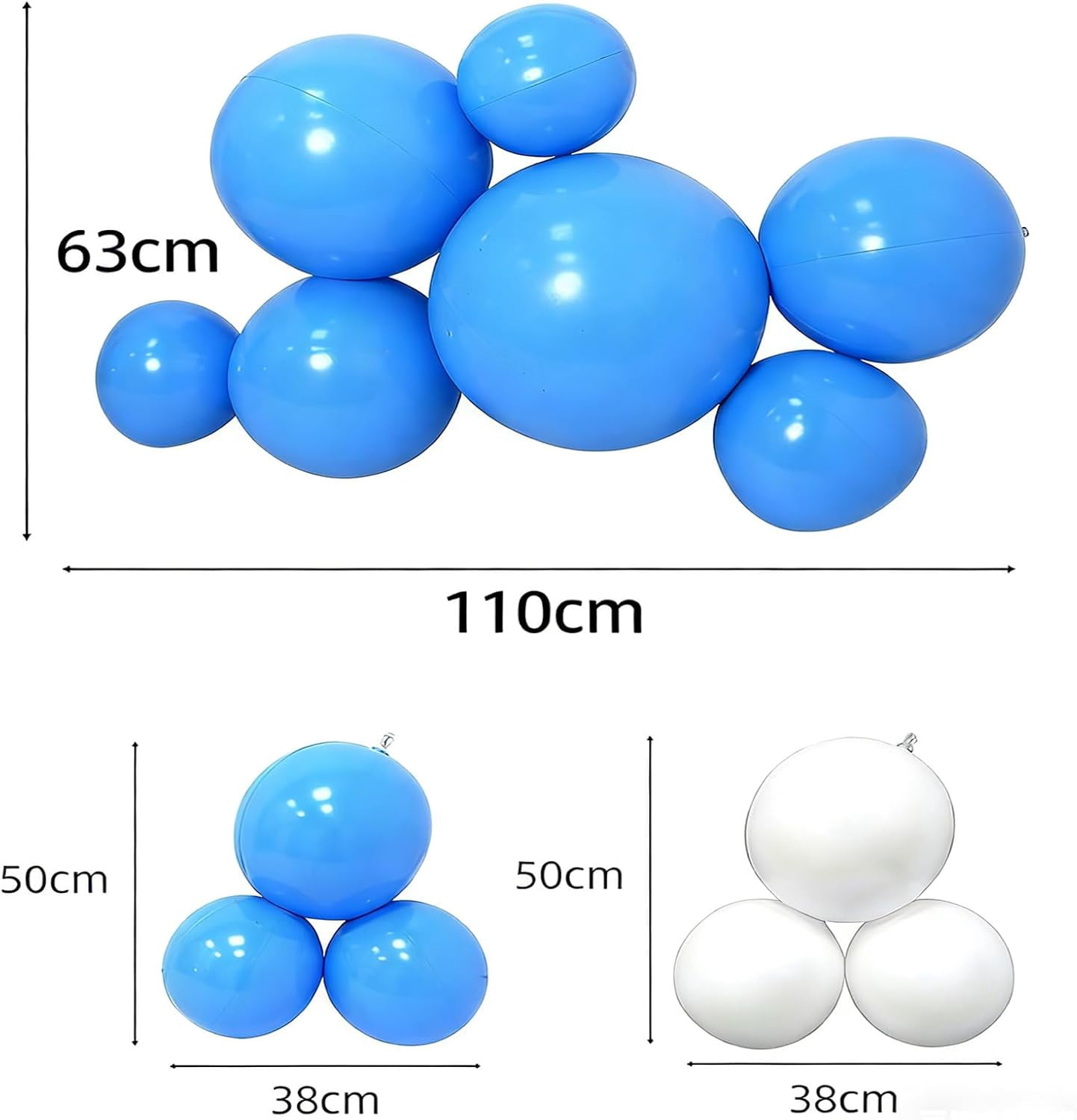 Reusable Inflatable Balloon Garland Arch Kit, 3/7 PCS Linked PVC Balloons Quick & Easy to Inflate and Set Up, Party Decoration for Birthday Wedding Baby Shower Celebration (Purple*1, 3 goals)