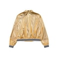 thumbnail image 6 of ranrann Kids Boys Girls Shiny Metallic Zipper Closure Jacket Windproof Motorcycle Coat Outerwear Gold 8, 6 of 7