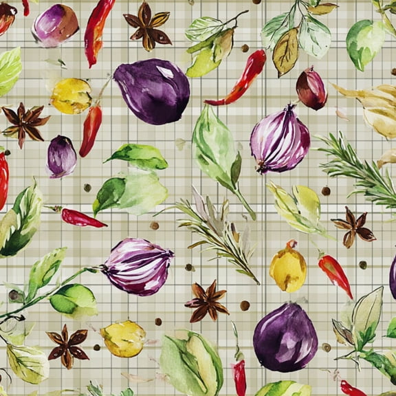 Peel and Stick Wallpaper rosemary Botanical Spices Herbs Fruits onion purple Wall Mural 17.7in x 9.8ft Self Adhesive Removable Wall Paper Renter Friendly Wallpaper for Kids Bedroom Kitchen Nursery