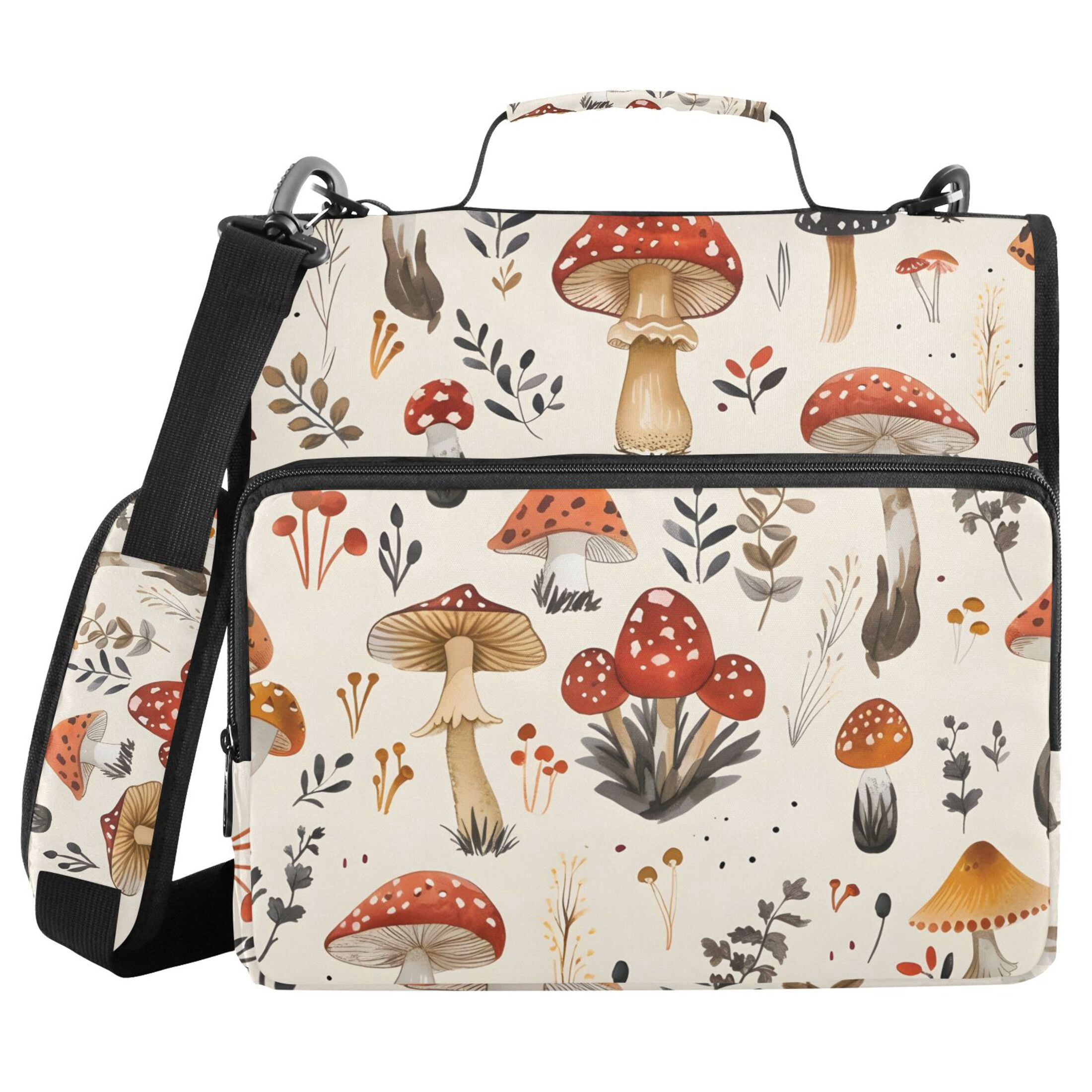 ALAZA Zipper Binder Cute Mushroom 3 Ring Trapper Keeper File Folder Organizer Bag