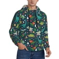 thumbnail image 2 of Picia Christmas Dinosaur colorful Pattern Casual Men's Hoodie - Lightweight Hooded Sweatshirt with Kangaroo Pocket, Comfortable Pullover for Everyday, Travel-X-Large, 2 of 7