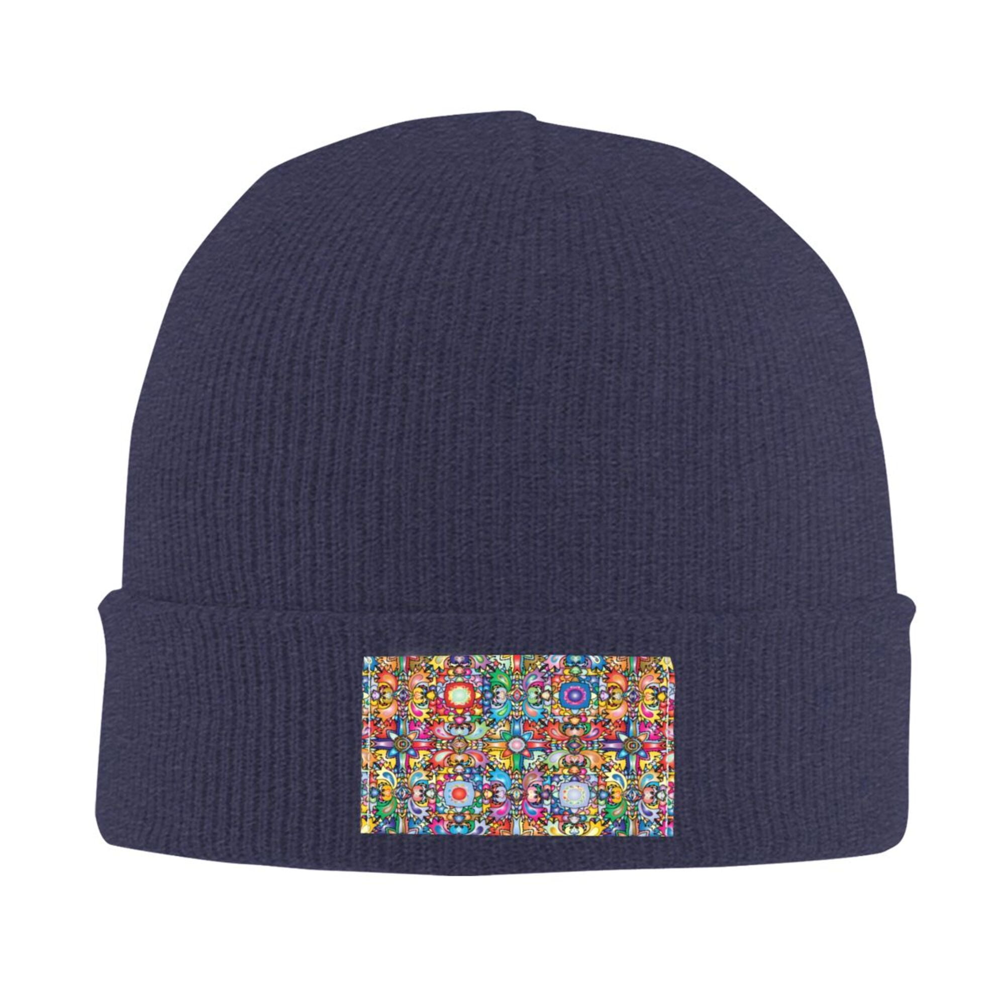 ZICANCN Colorful Fractal Mandala Knit Beanie Hat, Winter Cap Soft