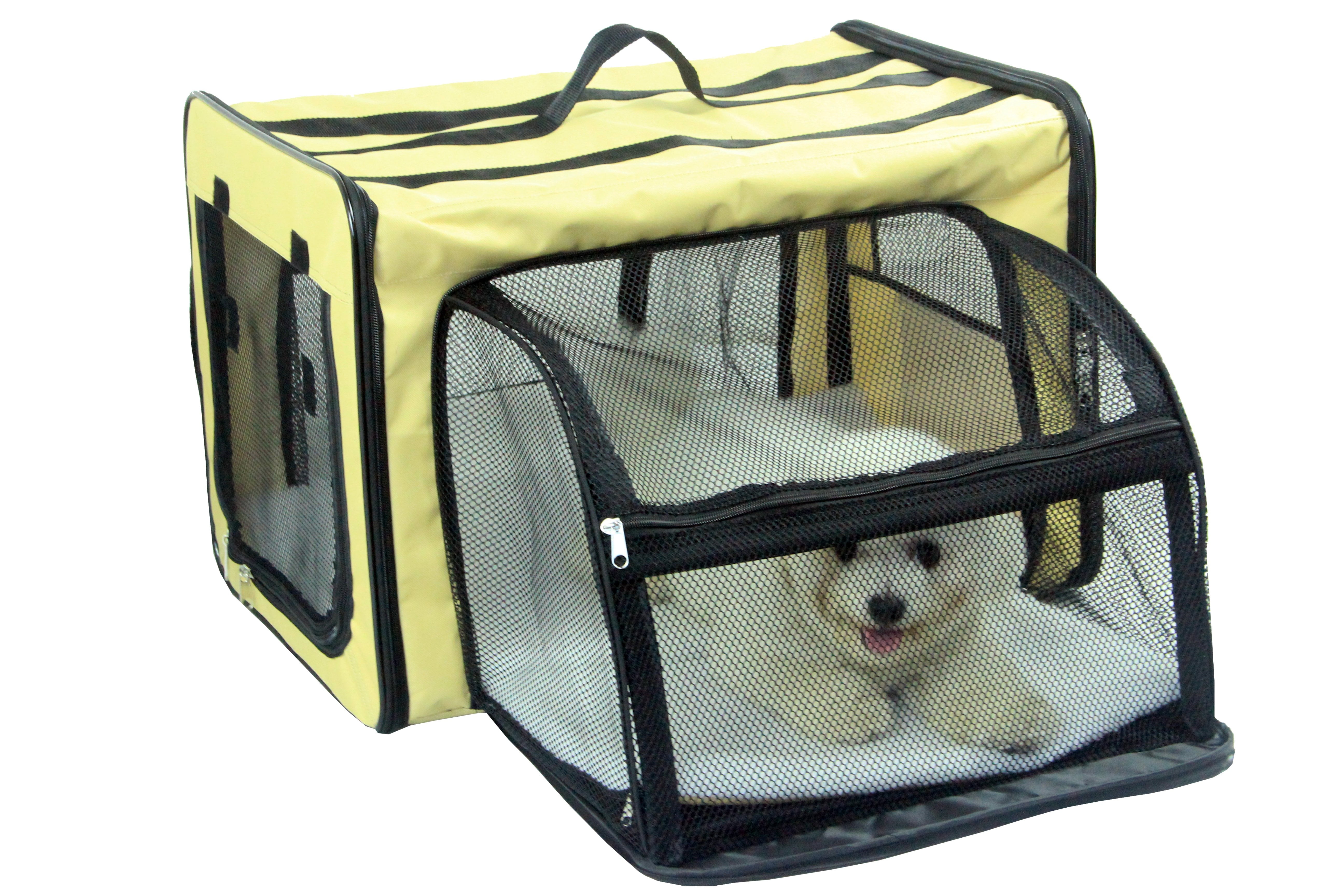 Pet Life ® 'Capacious' Dual-Sided Expandable Spacious Wire Folding Collapsible Lightweight Pet Dog Crate Carrier House