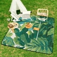 thumbnail image 6 of Tropical Leaves Waterproof Picnic Blanket with Foldable Zipper, Suitable for Outdoor Use, Suitable for Travel, Camping, Beaches, Parks, Grasslands, Picnic Blanket Accessories, 6 of 7