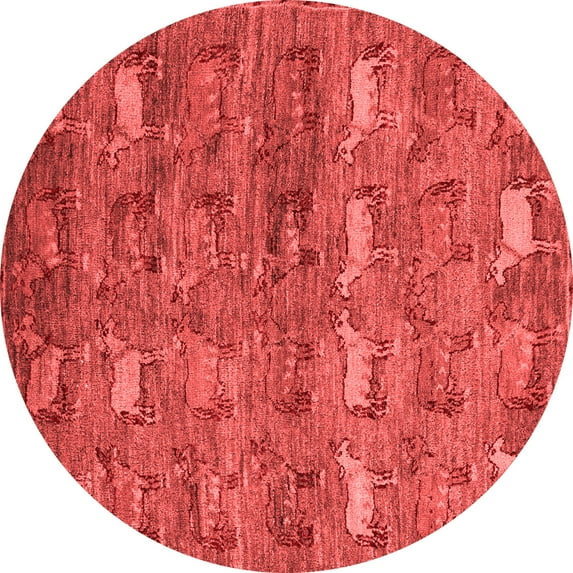 Ahgly Company Indoor Round Abstract Red Modern Area Rugs, 3' Round