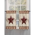 thumbnail image 5 of Red Texas Star Rustic Bathroom Window Curtain, Farmhouse Berry Brown Wooden Light Filtering Coffee Kitchen Curtains, Bedroom Living Room Curtains 2 Panel 84"x54", 5 of 6
