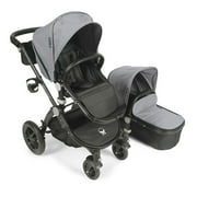 Angle View: Babyroues Letour Avant Luxe Stroller With Bassinet, Black Frame, Sterling Fabric